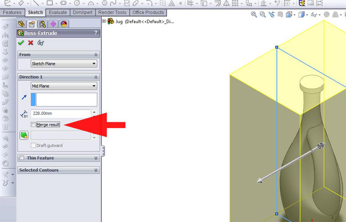 محاسبه حجم ظرف در Solidworks