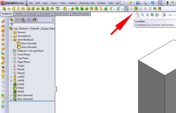 محاسبه حجم ظرف در Solidworks